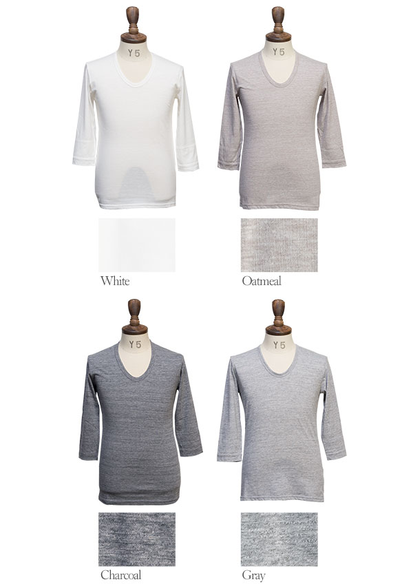 画像: 【RE PRICE / 価格改定】ガラガラ紡Uネック7分袖カットソー【MADE IN JAPAN】『日本製』/ Upscape Audience