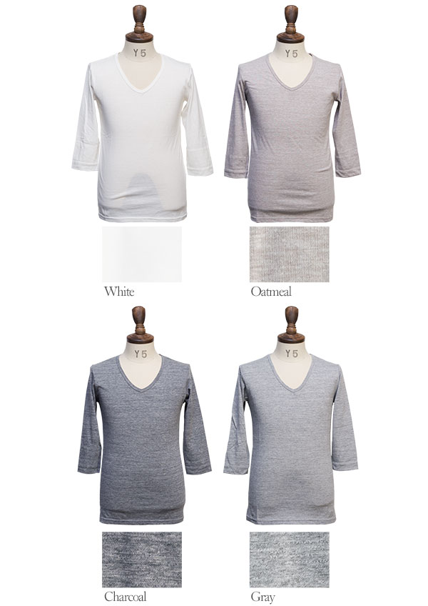 画像: 【RE PRICE / 価格改定】ガラガラ紡Vネック7分袖カットソー【MADE IN JAPAN】『日本製』/ Upscape Audience