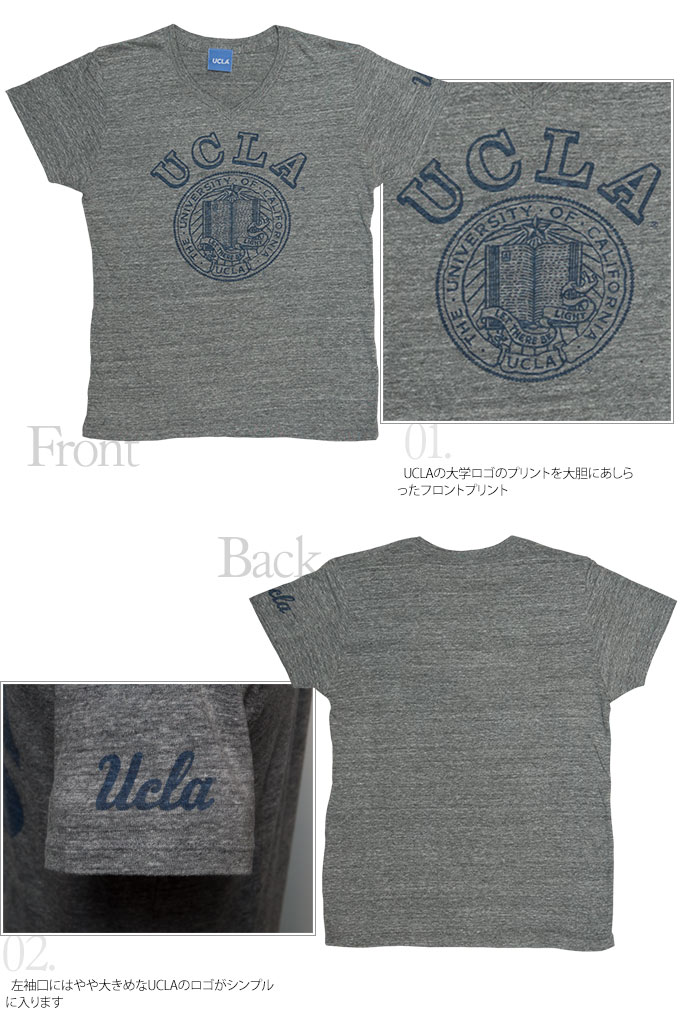 画像:  UCLA"UCLA"大学ロゴ三素材混カレッジプリント半袖VネックTシャツ [Lady's] / Audience