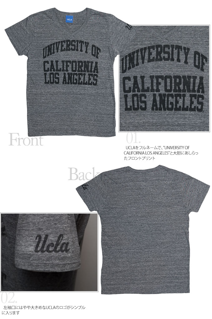 画像: UCLA"UNIVERSITY OF CALIFORNIA LOS ANGELES"三素材混カレッジプリント半袖VネックTシャツ [Lady's] / Audience