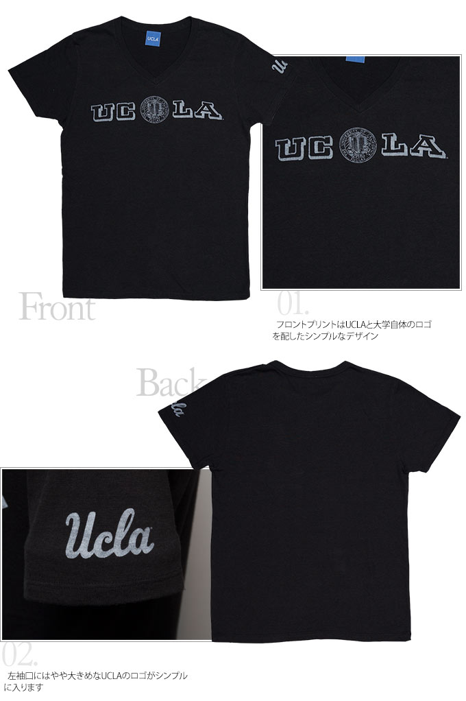 画像: UCLA"UCLA"ロゴ三素材混カレッジプリント半袖VネックTシャツ [Lady's] / Audience