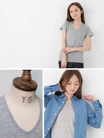 画像: 【RE PRICE/価格改定】ガラガラ紡Vネック半袖Tシャツ [Lady's]【MADE IN JAPAN】『日本製』/ Upscape Audience