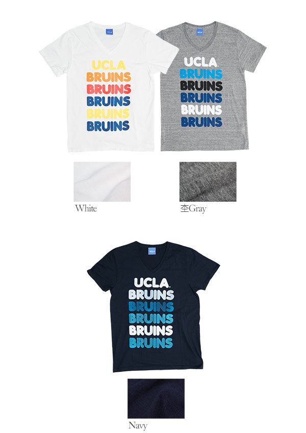 画像: 【RE PRICE / 価格改定】 UCLA"BRUINS"コットン/三素材混カレッジプリント半袖VネックTシャツ / Audience