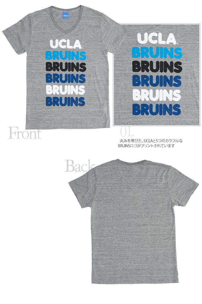 画像: 【RE PRICE / 価格改定】 UCLA"BRUINS"コットン/三素材混カレッジプリント半袖VネックTシャツ / Audience