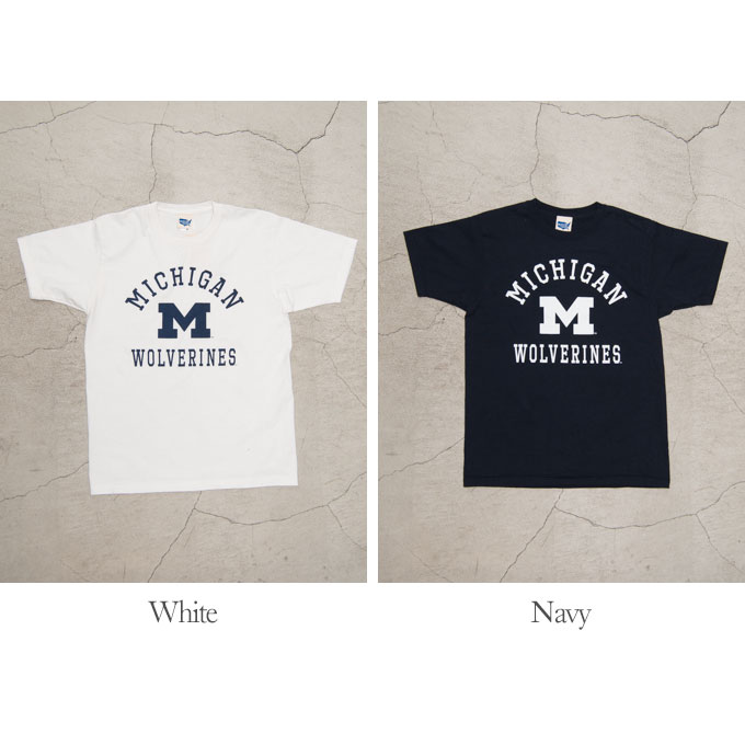 画像: MICHIGAN "MICHIGAN M WOLVERINES" C/N S/S 6.6oz オールドプリントT / Audience