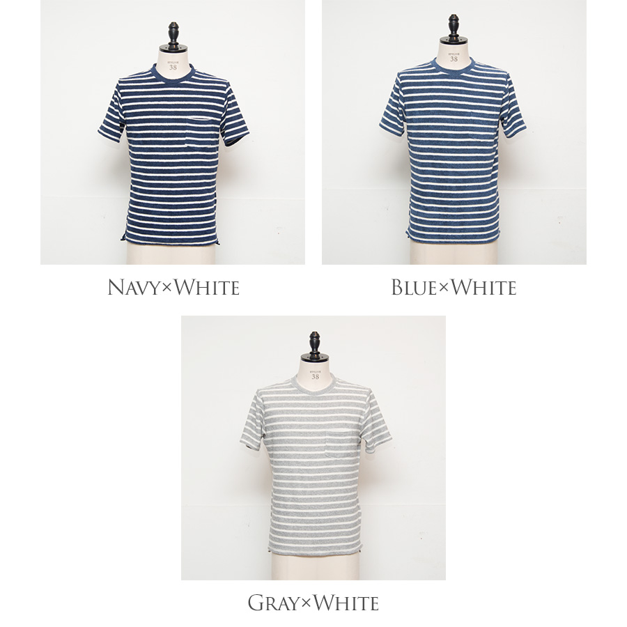 画像: イズミールコットンパイルボーダークルーネックポケ付半袖スウェット [Lady's]【MADE IN JAPAN】『日本製』/ Upscape Audience