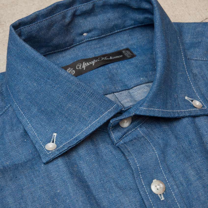 画像: 【RE PRICE / 価格改定】麻混デニムワイドスプレッド長袖シャツ [Lady's]【MADE IN JAPAN】『日本製』/ Upscape Audience