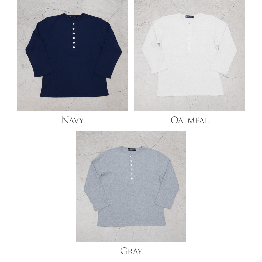 画像: 【RE PRICE/価格改定】度詰ワッフル1コンチョボタンヘンリーネック7分袖カットソー【MADE IN JAPAN】『日本製』/ Upscape Audience