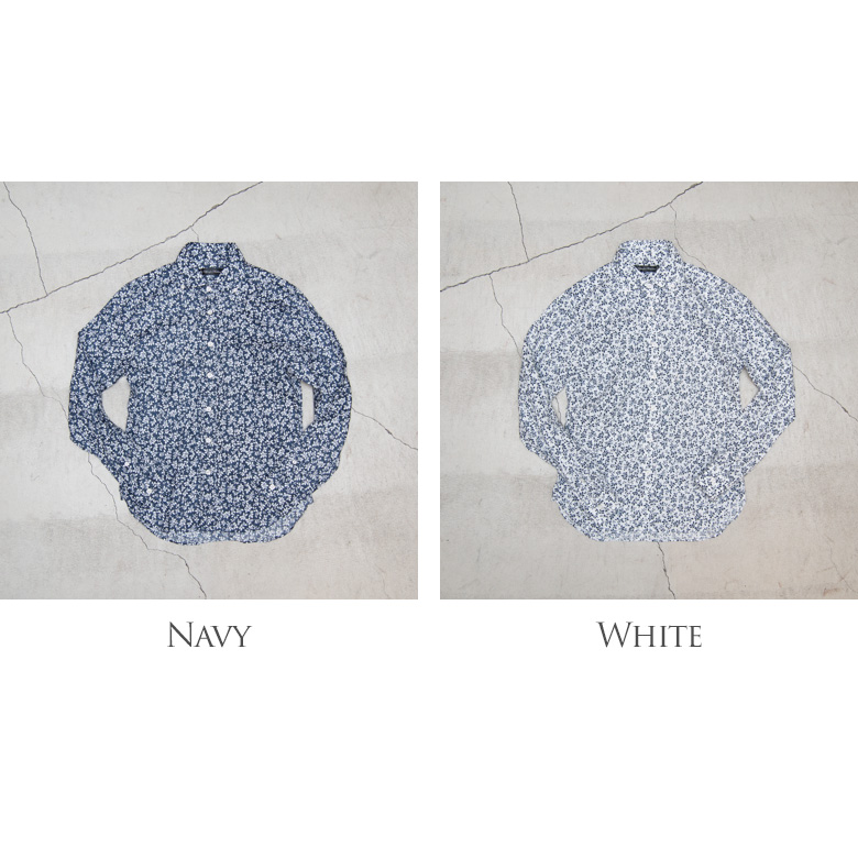 画像: 【RE PRICE / 価格改定】小花柄リネンワイドスプレッドカラーボタンダウン長袖シャツ 【MADE IN JAPAN】『日本製』/ Upscape Audience