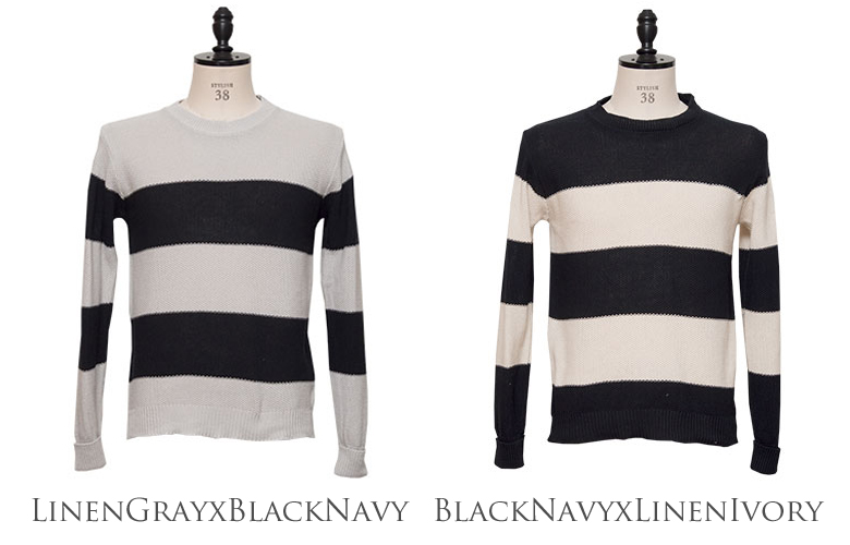 画像: 【RE PRICE/価格改定】French Linen（フランスリネン）鹿の子太ボーダークルーネック長袖ニット [Lady's]【MADE IN JAPAN】『日本製』/ Audience