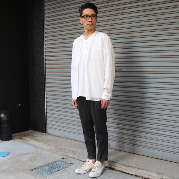 画像: Vネックバンドカラーテンセル長袖_Shirts【MADE IN JAPAN】『日本製』/ Upscape Audience