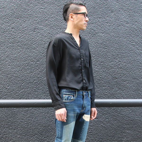 画像: Vネックバンドカラーテンセル長袖_Shirts【MADE IN JAPAN】『日本製』/ Upscape Audience