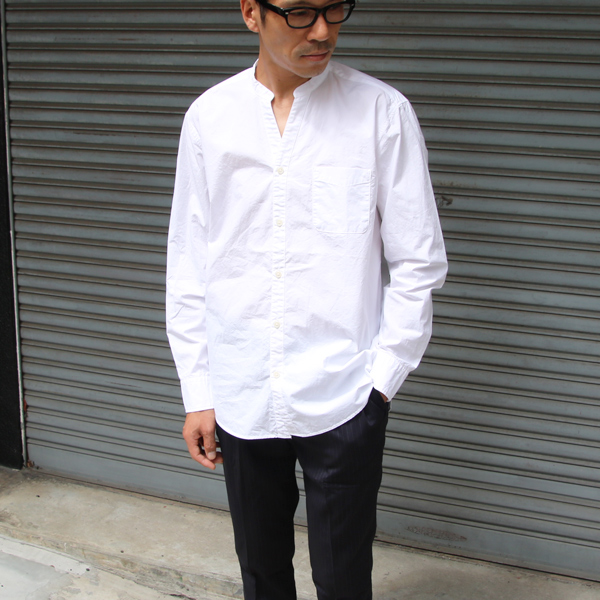 画像: タイプライターVネックバンドカラー L/S シャツ【MADE IN JAPAN】『日本製』/ Upscape Audience