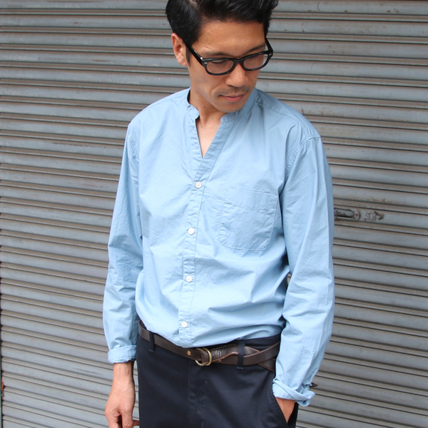 画像: タイプライターVネックバンドカラー L/S シャツ【MADE IN JAPAN】『日本製』/ Upscape Audience