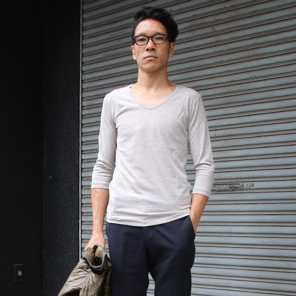 画像: 【RE PRICE / 価格改定】ガラガラ紡Vネック7分袖カットソー【MADE IN JAPAN】『日本製』/ Upscape Audience