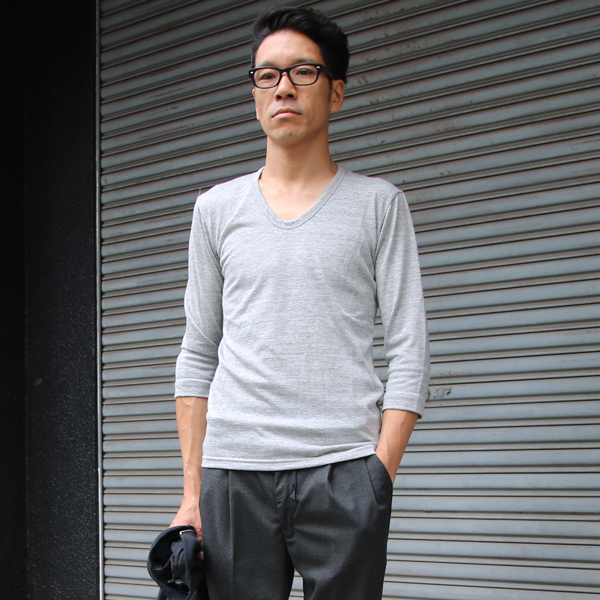 画像: 【RE PRICE / 価格改定】ガラガラ紡Uネック7分袖カットソー【MADE IN JAPAN】『日本製』/ Upscape Audience