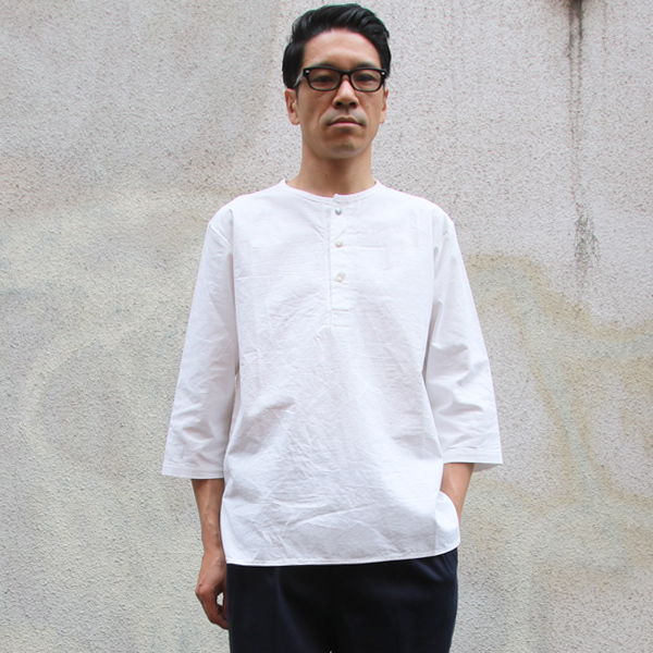 画像: コットンクロス C/Nヘンリー コンチョ釦 7分袖シャツ【MADE IN JAPAN】『日本製』 / Upscape Audience