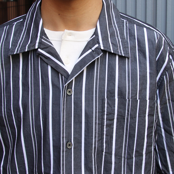 画像: シルクライク ブロードストライプ オープンカラー ルーズフィットシャツ【MADE IN JAPAN】『日本製』/ Upscape Audience