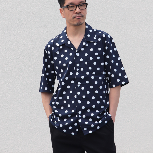 画像: コットンレーヨン BIG DOT柄  オープンカラー ハーフスリーブシャツ【MADE IN JAPAN】『日本製』/ Upscape Audience