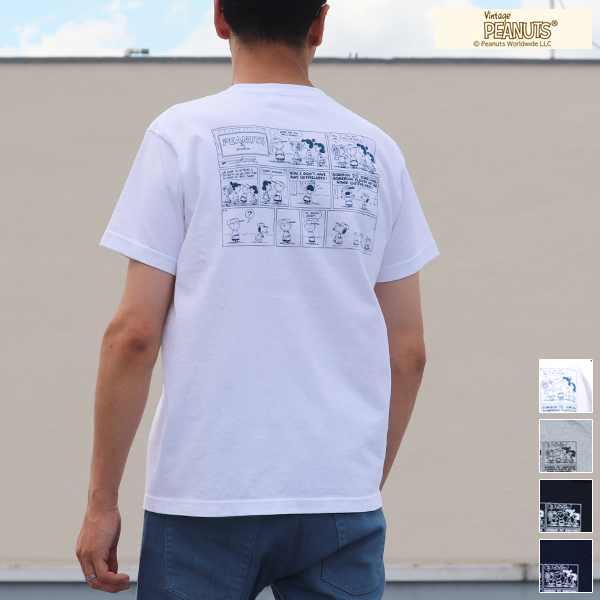 Old Snoopy Schulz Comic 7 1oz米綿丸胴オールドプリントクルーネックポケットt Audience Audience
