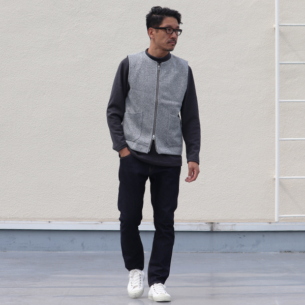 画像10: セーターフリース メランジ ノーカラーZIPベスト【MADE IN JAPAN】『日本製』 / Upscape Audience (10)