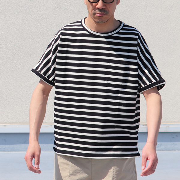 画像2: 【RE PRICE/価格改定】Basque 10オンス ( バスク天竺 )無地＆ボーダービッグポケT【MADE IN JAPAN】『日本製』/ Upscape Audience (2)