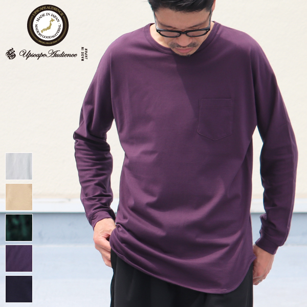 画像1: 【RE PRICE / 価格改定】コーマ天竺クルーネックポケット付き長袖Tee【MADE IN JAPAN】『日本製』/ Upscape Audience (1)