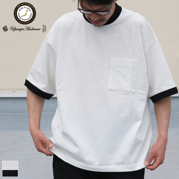 画像1: VORTEX 8オンス（MVS天竺）モックネック リンガー ハーフスリーブ Tシャツ【MADE IN JAPAN】『日本製』/ Upscape Audience (1)