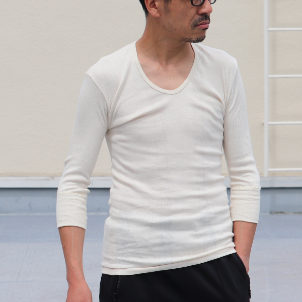 画像2: 【RE PRICE / 価格改定】別注USA製Uネック7分袖Tシャツ / Miller × Audience (2)