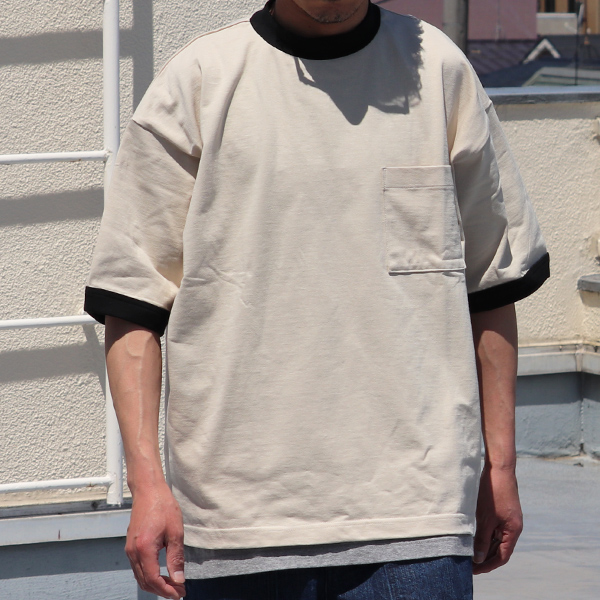 画像2: VORTEX 8オンス(MVS天竺) 胸ポケ付 ハーフスリーブ リンガーTシャツ【MADE IN JAPAN】『日本製』/ Upscape Audience【一部ご予約・5月上旬〜中旬予定】 (2)