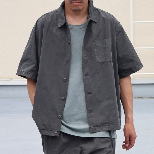 画像3: ピグメント 馬布 (ホースクロス) ドローコード バルーン オープンカラー ハーフスリーブシャツ / Audience (3)