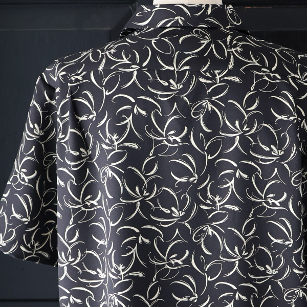 画像15: 「丹後」 ライトアムンゼン(梨地) 捺染 モノトーンフラワー “マシンプリント” オープンカラー ハーフスリーブシャツ【MADE IN JAPAN】『日本製』/ Upscape Audience (15)