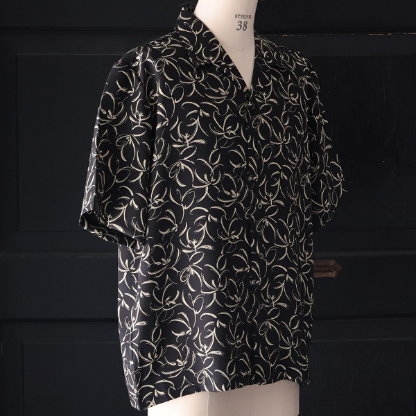 画像12: 「丹後」 ライトアムンゼン(梨地) 捺染 モノトーンフラワー “マシンプリント” オープンカラー ハーフスリーブシャツ【MADE IN JAPAN】『日本製』/ Upscape Audience (12)