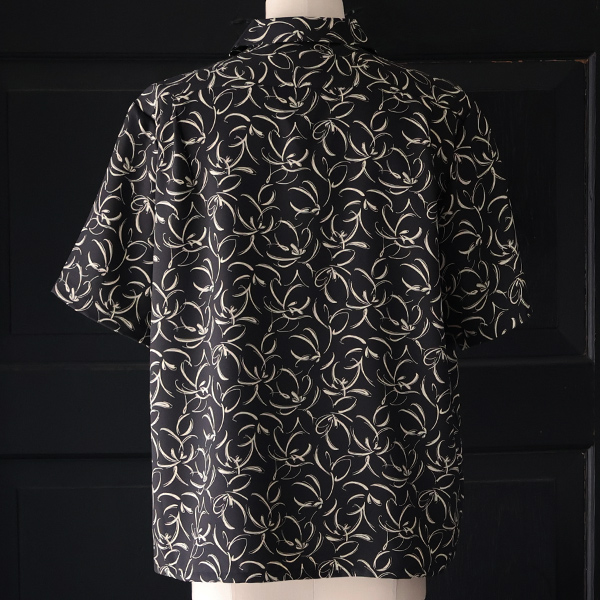 画像11: 「丹後」 ライトアムンゼン(梨地) 捺染 モノトーンフラワー “マシンプリント” オープンカラー ハーフスリーブシャツ【MADE IN JAPAN】『日本製』/ Upscape Audience (11)