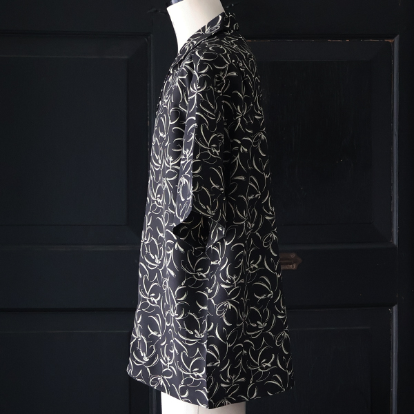 画像10: 「丹後」 ライトアムンゼン(梨地) 捺染 モノトーンフラワー “マシンプリント” オープンカラー ハーフスリーブシャツ【MADE IN JAPAN】『日本製』/ Upscape Audience (10)