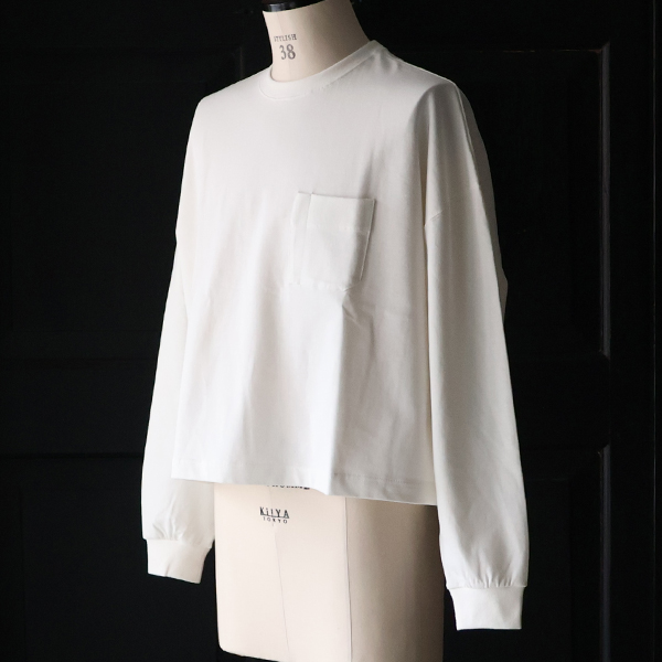 画像3: VORTEX® 8オンス (MVS天竺) グラスポケッ ト付き ボクシー クロップド 長袖 Tシャツ【MADE IN JAPAN】『日本製』/ Upscape Audience (3)