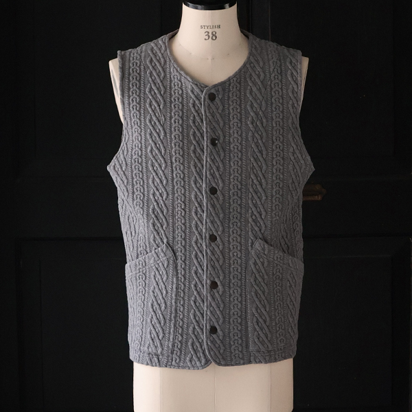 画像4: 「尾州」コットンキルト ノーカラースナップベスト【MADE IN JAPAN】『日本製』 / Upscape Audience (4)