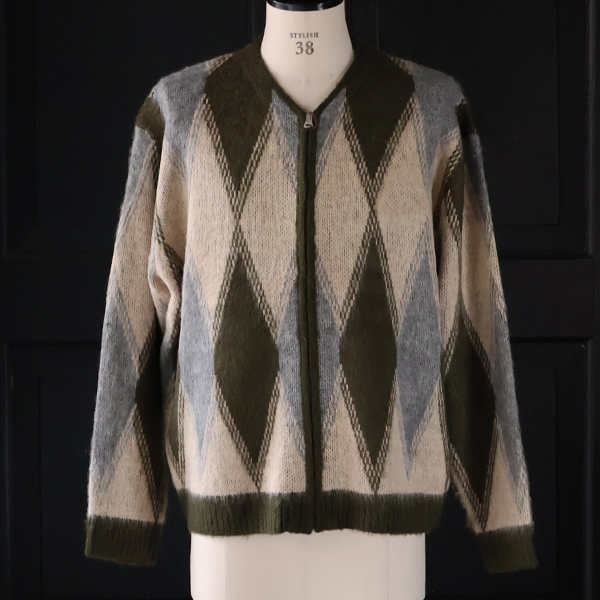 画像5: TOWNCRAFT タウンクラフト(tc25f017) / シャギー ヴィンテージパターン ZIP カーディガン (5)