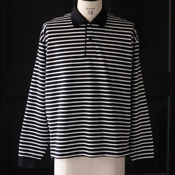 画像18: 透湿・UVカット「多機能COTTON」 引揃ハイゲージ天竺 & ボーダー (7オンス) ラグビーポロ 長袖 Tシャツ【MADE IN JAPAN】『日本製』/ Upscape Audience (18)