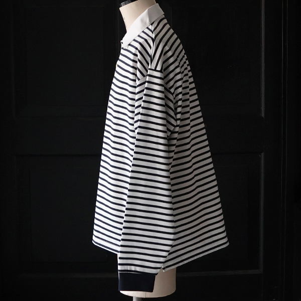 画像7: 透湿・UVカット「多機能COTTON」 引揃ハイゲージ天竺 & ボーダー (7オンス) ラグビーポロ 長袖 Tシャツ【MADE IN JAPAN】『日本製』/ Upscape Audience (7)