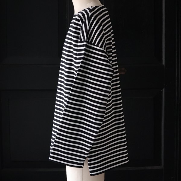 画像5: 透湿・UVカット「多機能COTTON」 引揃ハイゲージ天竺 & ボーダー (7オンス) ボートネック 長袖 Tシャツ【MADE IN JAPAN】『日本製』/ Upscape Audience (5)