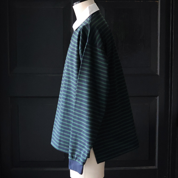 画像13: 透湿・UVカット「多機能COTTON」 引揃ハイゲージ天竺 & ボーダー (7オンス) ラグビーポロ 長袖 Tシャツ【MADE IN JAPAN】『日本製』/ Upscape Audience (13)