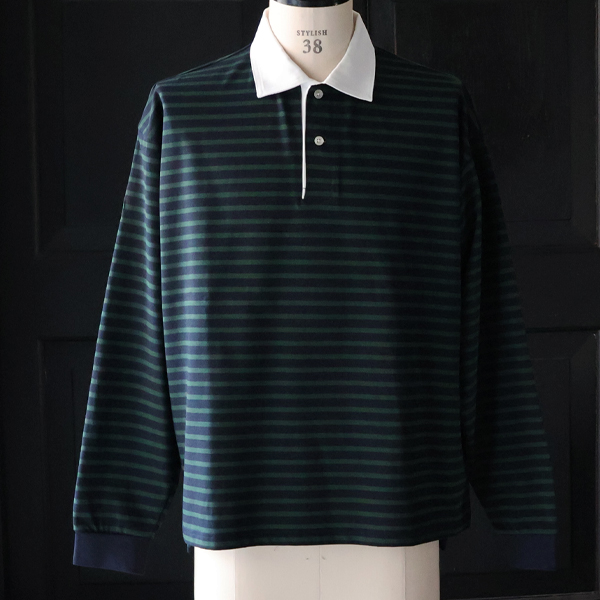 画像12: 透湿・UVカット「多機能COTTON」 引揃ハイゲージ天竺 & ボーダー (7オンス) ラグビーポロ 長袖 Tシャツ【MADE IN JAPAN】『日本製』/ Upscape Audience (12)