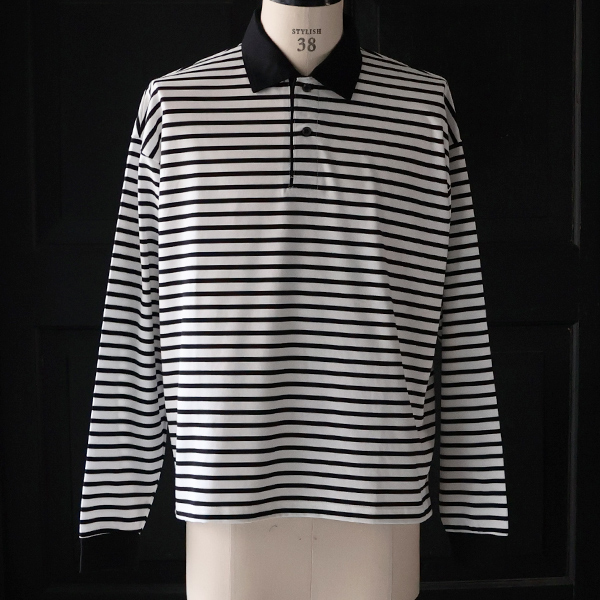 画像8: 透湿・UVカット「多機能COTTON」 引揃ハイゲージ天竺 & ボーダー (7オンス) ラグビーポロ 長袖 Tシャツ【MADE IN JAPAN】『日本製』/ Upscape Audience (8)