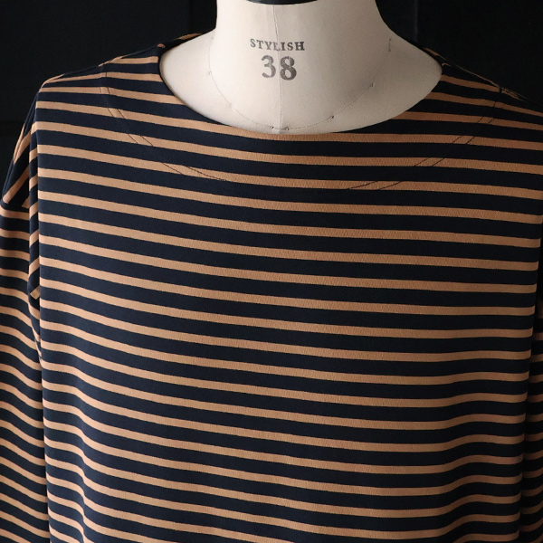 画像11: 透湿・UVカット「多機能COTTON」 引揃ハイゲージ天竺 & ボーダー (7オンス) ボートネック 長袖 Tシャツ【MADE IN JAPAN】『日本製』/ Upscape Audience (11)