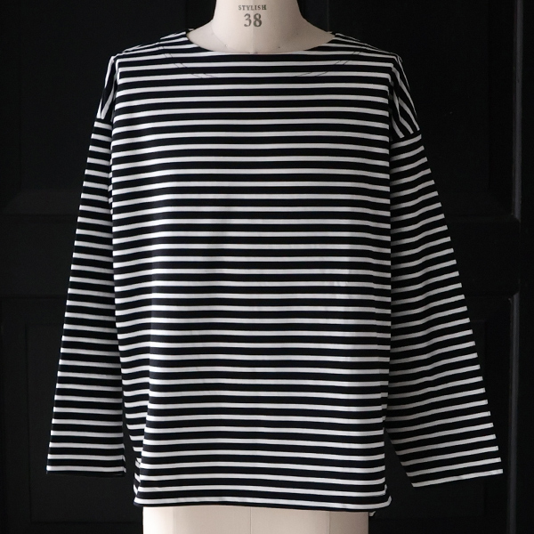 画像4: 透湿・UVカット「多機能COTTON」 引揃ハイゲージ天竺 & ボーダー (7オンス) ボートネック 長袖 Tシャツ【MADE IN JAPAN】『日本製』/ Upscape Audience (4)