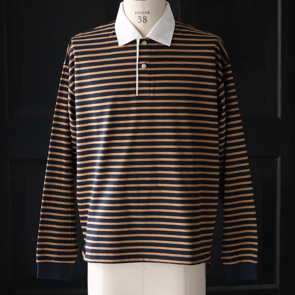 画像10: 透湿・UVカット「多機能COTTON」 引揃ハイゲージ天竺 & ボーダー (7オンス) ラグビーポロ 長袖 Tシャツ【MADE IN JAPAN】『日本製』/ Upscape Audience (10)