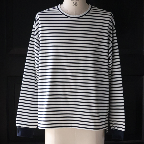 画像16: 透湿・UVカット「多機能COTTON」 引揃ハイゲージ天竺 & ボーダー (7オンス) クルーネック 長袖 Tシャツ【MADE IN JAPAN】『日本製』/ Upscape Audience (16)