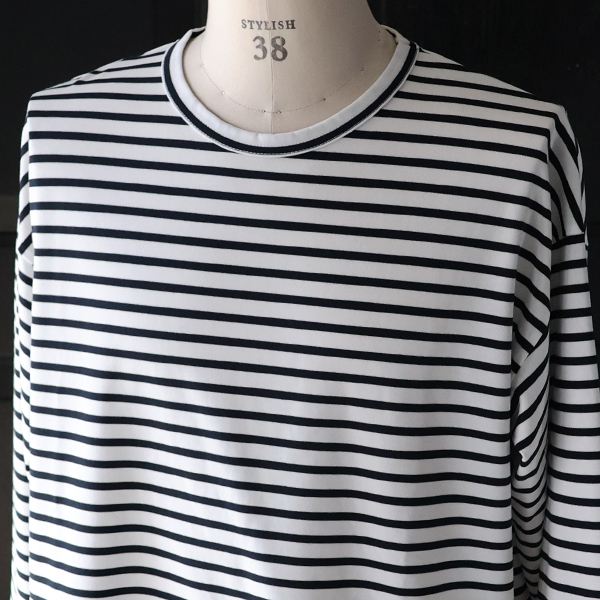 画像21: 透湿・UVカット「多機能COTTON」 引揃ハイゲージ天竺 & ボーダー (7オンス) クルーネック 長袖 Tシャツ【MADE IN JAPAN】『日本製』/ Upscape Audience (21)