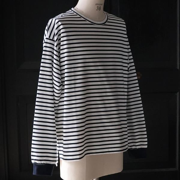 画像20: 透湿・UVカット「多機能COTTON」 引揃ハイゲージ天竺 & ボーダー (7オンス) クルーネック 長袖 Tシャツ【MADE IN JAPAN】『日本製』/ Upscape Audience (20)